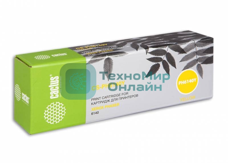 Картридж лазерный Cactus CS-PH6140Y (106R01483) желтый для Xerox 6140 (2000 стр.)