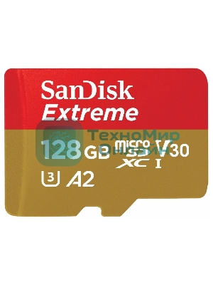 Флеш карта microSD 128Gb SanDisk microSDXC Class 10 UHS-I A2 C10 V30 U3 Extreme 190MB/s