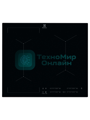 Индукционная варочная панель Electrolux на 4 конфорки, cтеклокерамика, мощность: 7200 Вт, независимая установка, слайдерное управление,размеры (ШхГ): 59x52 см