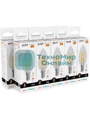 Лампа светодиодная филаментная Gauss Filament 10Вт цок.: E14 свеча св. свеч. бел. теп. (упак.: 10 шт)