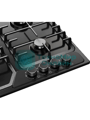 Варочная панель Kuppersberg FS 66 B, газ, High-Tech, 58 см, автоматический электроподжиг, газ-контроль, форсунки под сжиженый газ, SABAF конфорки, чугунные решетки, цвет черный, цвет фурнитуры черный