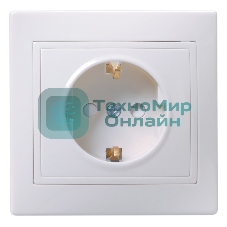 Розетка 1-м СП Кварта 16А РСш10-3-КБ защ. шторки с заземл. IP20 белый IEK ERK11-K01-16-DM