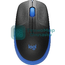 Мышь беспроводная Logitech M190 черный/синий, 1000 dpi, радиоканал, USB, кнопки - 3