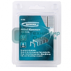 Скобы Gross 41706 6 мм, для мебельного степлера, усиленные, тип 53, 1000 шт.