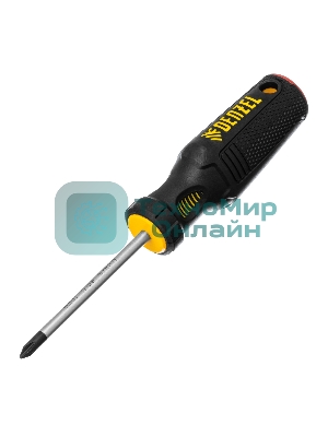 Отвертка Denzel PH1х75 мм, S2, 3к рукоятка