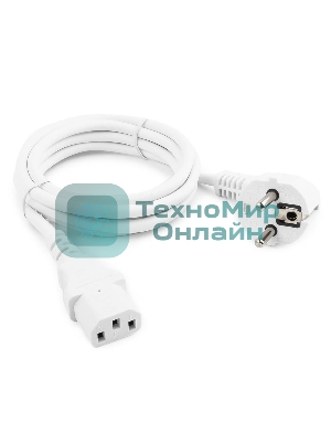 Кабель питания Cablexpert PC-186W Schuko-C13, 3x0.5мм2, 6A, с заземлением, 1.8м, белый, пакет