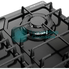 Варочная панель Kuppersberg FS 66 B, газ, High-Tech, 58 см, автоматический электроподжиг, газ-контроль, форсунки под сжиженый газ, SABAF конфорки, чугунные решетки, цвет черный, цвет фурнитуры черный