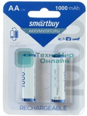 Аккумулятор Smartbuy AA/2BL 1000 mAh (24/240) (SBBR-2A02BL1000) (2шт. в уп-ке)