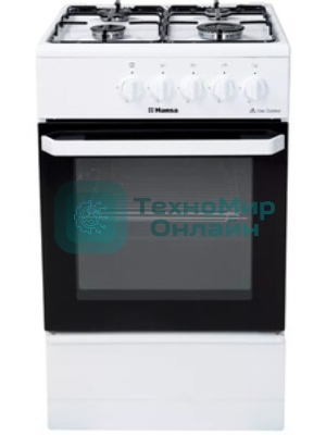 Плита газовая Hansa FCGW510029A белый, конфорок 4 газовых, духовка 53 л, 50 см x 85 см x 57 см