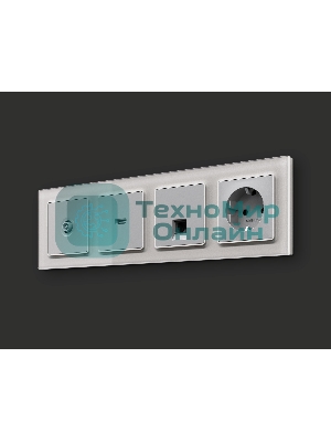 Комплект механизма компьютерной розетки ALFA Серебро глянец RJ-45(8P8C) CAT6 с шторкой QUANT (AP4120, VM188) MA412010