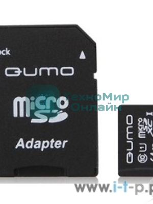 Флеш карта QUMO QM64GMICSDXC10U1 64Gb MicroSDXC Class 10 UHS-I, SD adapter