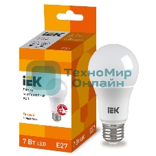 Лампа cветодиодная IEK LLE-A60-7-230-30-E27 ECO A60 шар 7Вт 230В 3000К E27 IEK