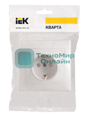 Розетка 1-м СП Кварта 16А РСш10-3-КБ защ. шторки с заземл. IP20 белый IEK ERK11-K01-16-DM