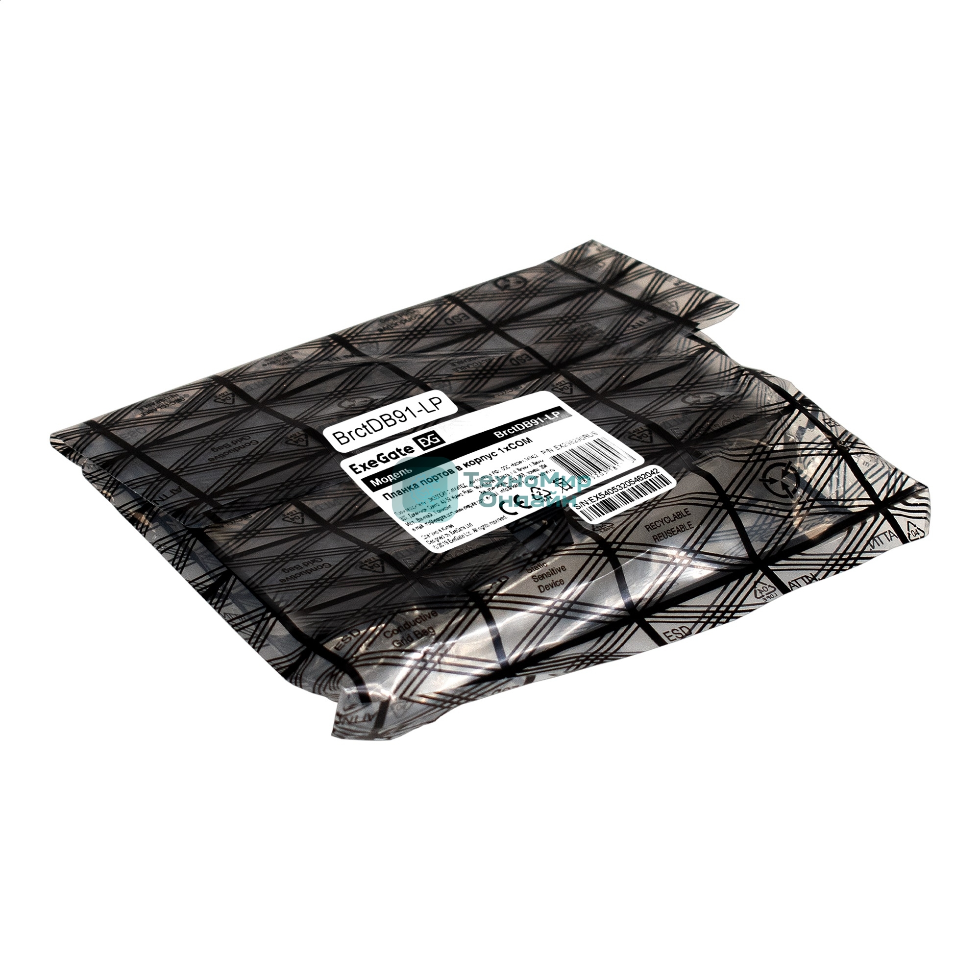 Планка портов в корпус 1xCOM ExeGate BrctDB91-LP (Com 10-pin (F) --> RS232 DB9 Male, кабель 20 см, Low Profile)