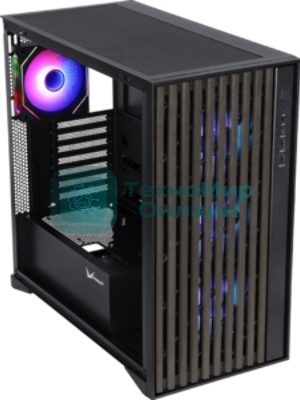 Корпус Formula V Line TimberLine T0 Black, ATX, wood+plastic front, TYPE-C*1, USB3.0*2, FRONT 3x120мм FRGB, REAR 1x120мм FRGB
