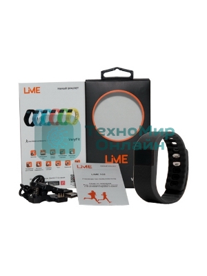 Фитнес-браслет Lime Lime 102 черный Шагомер, Подсчет калорий, Умные часы, Будильник, черный ремешок (550113)