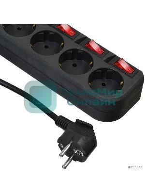 Сетевой фильтр Buro 500SH-1.8-SW-B 1.8 м, 5 розеток, черный, коробка