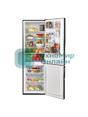 Холодильник Maunfeld MFF185NFSB10 черная нержавеющая сталь двухкамерный инвертор 240/100л морозилка снизу, No Frost