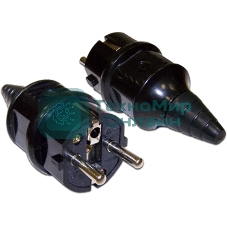 Вилка CEE 7/7 Schuko, 16A, 250V, прямая, разборная, черная