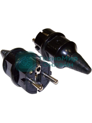 Вилка CEE 7/7 Schuko, 16A, 250V, прямая, разборная, черная