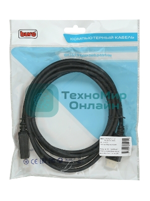 Кабель аудио-видео Buro v 1.2 DisplayPort (m)/DisplayPort (m) 3м. позолоченные контакты черный