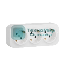 Блок розеток Quteo с предварительным подключением 3x2К+З со шторками, 16A, 250В, IP 20, белый