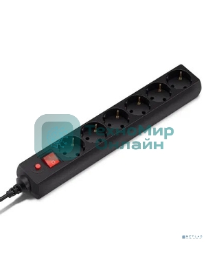 Сетевой фильтр Buro 600SH-3-B 3 м, 6 розеток, черный, коробка