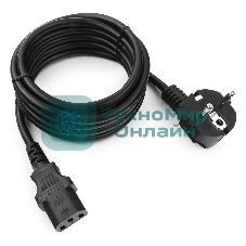 Кабель питания Гарнизон GPC-186-0.75-3M, Schuko- C13, 3x0.75мм2, 10А, CCA, с заземлением, 3м, черный, пакет