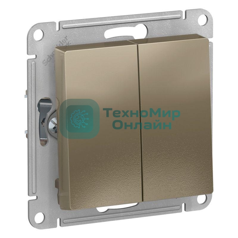 Механизм переключателя проходного 2-кл. СП AtlasDesign 10А IP20 (сх. 6/2) 10AX шампань