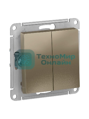 Механизм переключателя проходного 2-кл. СП AtlasDesign 10А IP20 (сх. 6/2) 10AX шампань