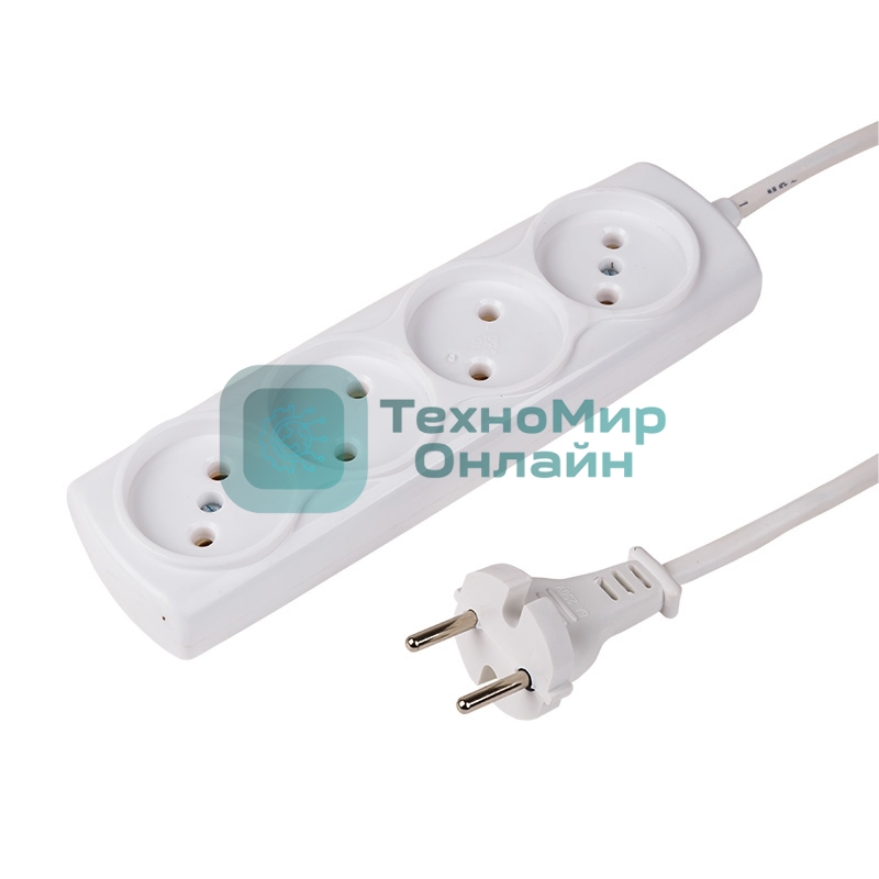 Удлинитель PROconnect OPTIMA 4 гнезда, 3 м, 2х0.75 мм², б/з, белый