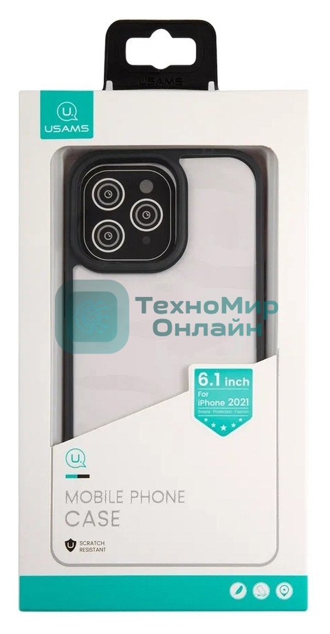 Чехол для Apple iPhone 13 Pro Usams US-BH770 прозрачный/черный (УТ000028119)