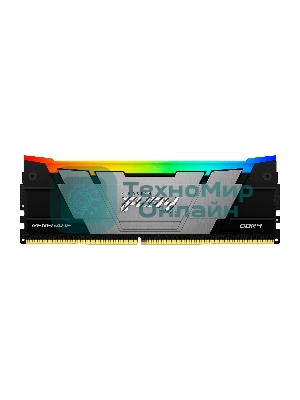 Оперативная память Kingston Fury Renegade RGB, DDR4, 64Gb (4x16Gb), 3200MHz, CL16, DIMM, с радиаторами, RGB, серый/черный