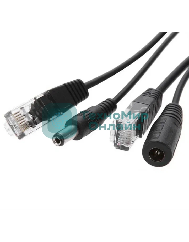 Passive PoE инжектор и сплиттер до 60V. Комплект позволяет подать данные и питание на IP устройства без поддержки PoE. Рабочее напряжение: 5V-60V DC. Скорость передачи данных: 10/100 Мбит/с. Пины питаниия PoE: 4,5(+) 7,8(-). Разъем для данных: RJ45 (8P8C). Разъем питания: DC2.1x5.5мм. Размеры (ШхВхГ): 38x17x17мм + кабель 17см. Рабочая температура: -30... +75°C.