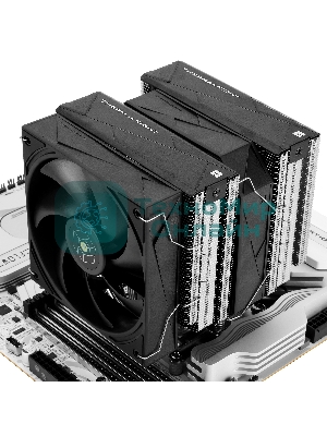 Кулер для процессора Thermalright Royal Pretor 130 (4-pin PWM, 158мм, Ni/Cu, 6x6мм, 1x120+1x130мм, 80.45CFM/81.88CFM, 29.4dBA/28.3dBA, 2150PM/1750RPM, S: 1200, 1700, 1851, 2011, 2066, 115X, AM4, AM5, silver, black)