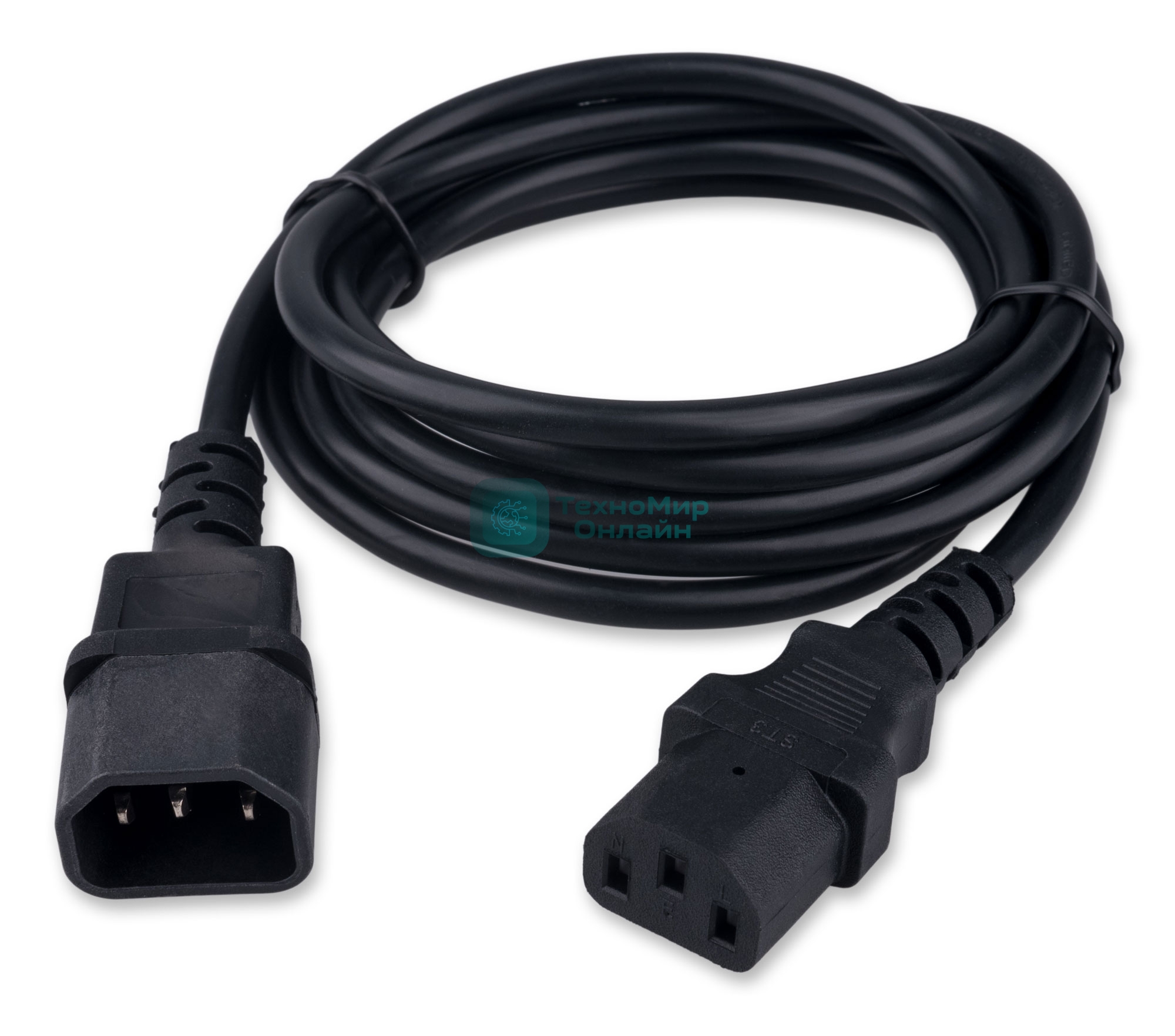 Кабель питания Гарнизон GPC-189-0.75-1.8M, C13-C14, 3x0.75мм2, 10А, CCA, с заземлением, 1.8м, черный, пакет