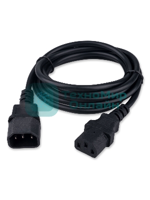 Кабель питания Гарнизон GPC-189-0.75-1.8M, C13-C14, 3x0.75мм2, 10А, CCA, с заземлением, 1.8м, черный, пакет