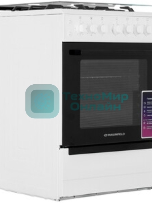 Плита комбинированная Maunfeld MGC60ECW04 белый, газовых конфорок 4 шт, духовка электрическая 65 л, 60 см x 88 см x 65 см
