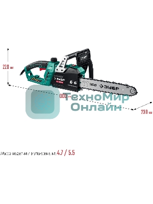Пила цепная электрическая ЗУБР 1800 Вт, 35 см шина