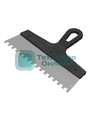 Шпатель из нержавеющей стали Сибртех 250 мм, зуб 8х8 мм, пластмассовая рукоятка