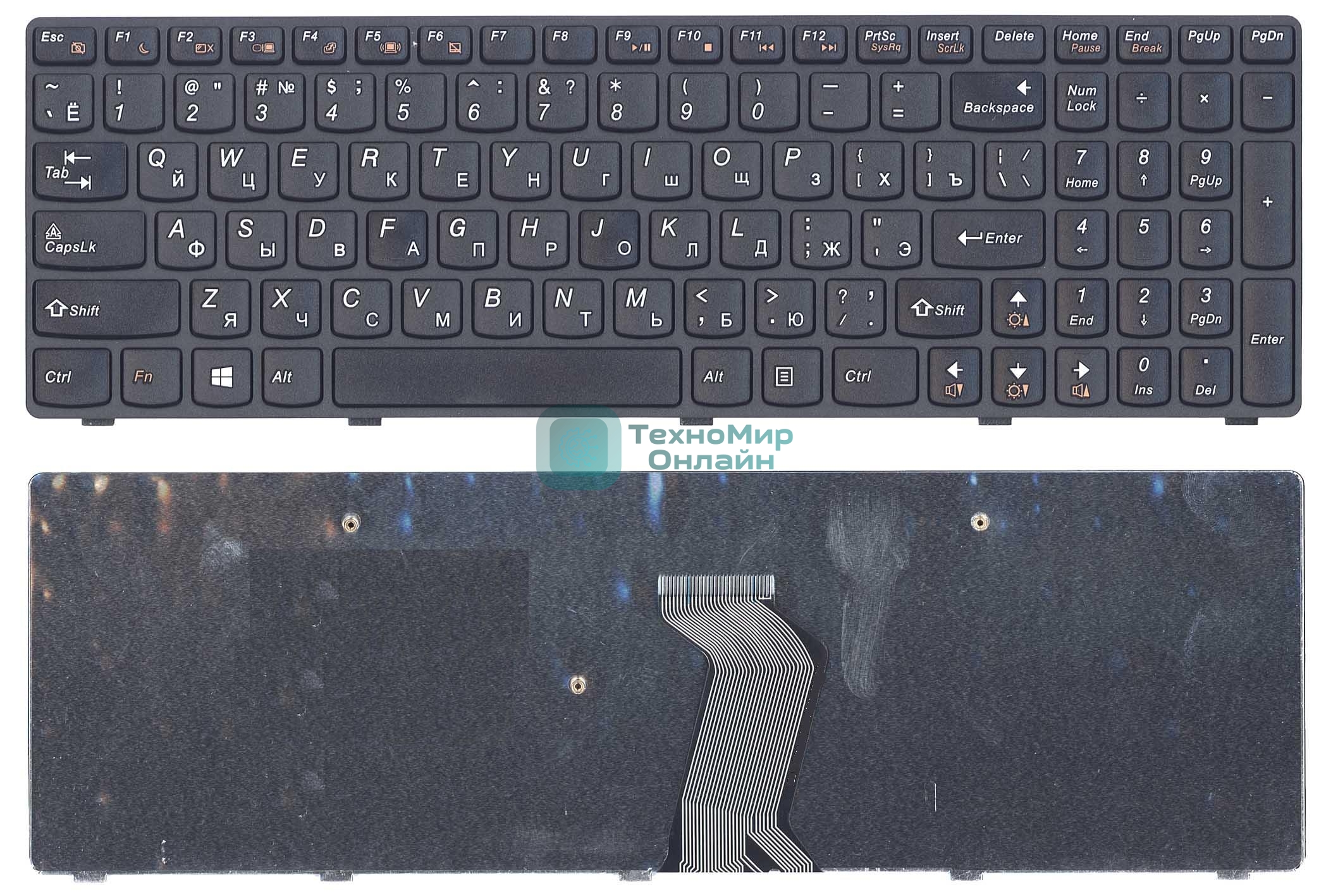 Клавиатура для ноутбука Lenovo IdeaPad G500 G700 черная с черной рамкой