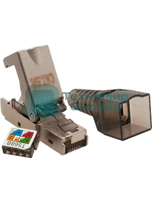 Коннектор Suprlan 10-0240-1, STP cat.6a RJ45 с защитным колпачком, серый