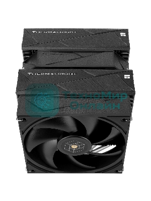 Кулер для процессора Thermalright Royal Pretor 130 (4-pin PWM, 158мм, Ni/Cu, 6x6мм, 1x120+1x130мм, 80.45CFM/81.88CFM, 29.4dBA/28.3dBA, 2150PM/1750RPM, S: 1200, 1700, 1851, 2011, 2066, 115X, AM4, AM5, silver, black)