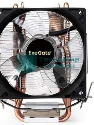 Кулер для процессора ExeGate Wizard EXX200-PWM.BLUE серебристый, 90 мм, алюминий/медь, 2400 об/мин, 24 дБ, 4 pin, 95 Вт, 130 мм