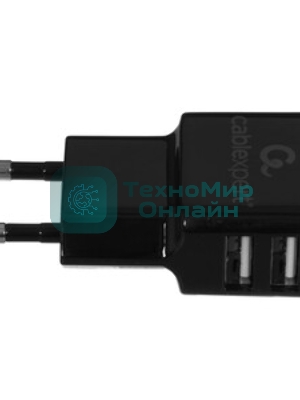 Сетевое зарядное устройство Cablexpert MP3A-PC-12 100/220V - 5V USB 2 порта, 2.1A, черный