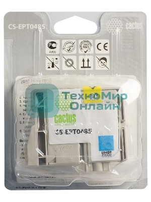 Картридж струйный Cactus CS-EPT0485 светло-голубой (14,4 мл) для Epson Stylus Photo R200/R220/R300/R320/R340/RX500/RX600/RX620/RX640