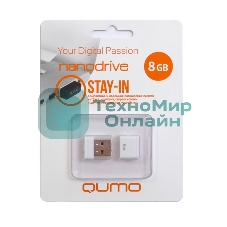 Флешка USB 2.0 QUMO 8Gb, NANO QM8GUD-NANO-W белый