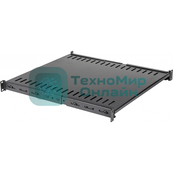 Полка с креплением на 4 точки для двухрамных стоек с регулируемой глубиной, нагрузка - 45 кг, черная