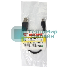 Кабель USB Rexant (шт. mini USB - шт. USB A) 0.2 метра, черный