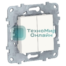 Переключатель 2-кл. UNICA NEW 2х(сх.6) 10AX 250В бел. SchE NU521318